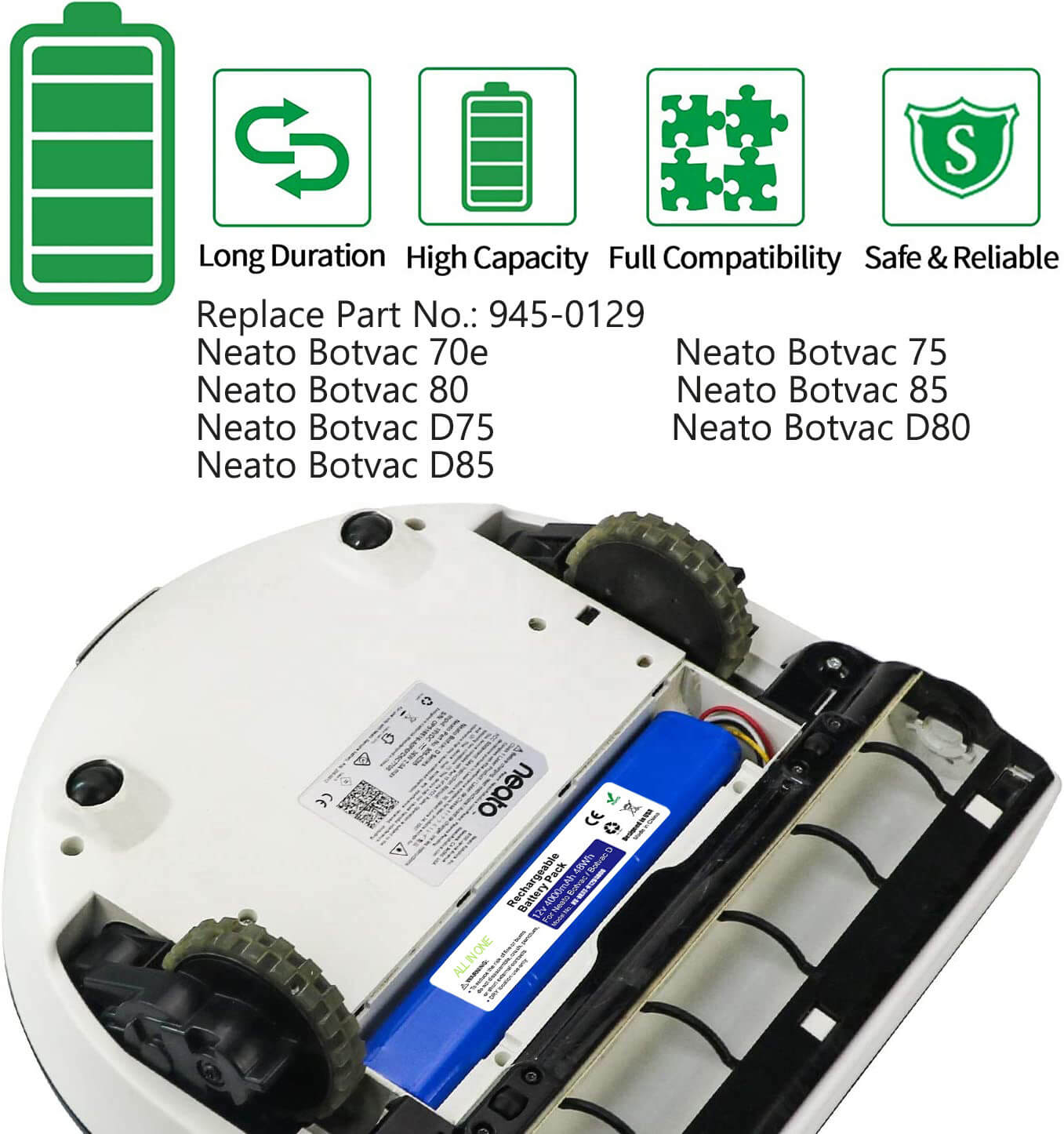 Batterie De Remplacement Nimh Mah V Pour Aspirateur Robotique