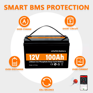 Batterie de stockage d'énergie solaire LiFePO4 12V 100Ah